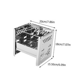 ORFOFE 1pc Stainless Steel Bbq Grill with Windshield Outdoor Lift Up Barbecue Grill for Camping Picnics and Tailgating Durable and Easy to Use with Creative Hollow Design for Enhanced Air