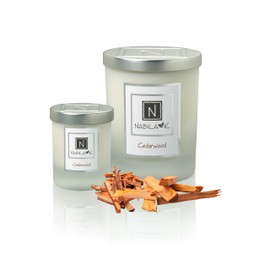Nabila K - Cedarwood - Soy Candle with Essential Oils - Hand-Poured in USA - Cotton Wick - Aromatherapy - Blend of Cedarwood, Patchouli, Eucalyptus, Vanilla, Lemon, Eucalyptus & More - 14 oz