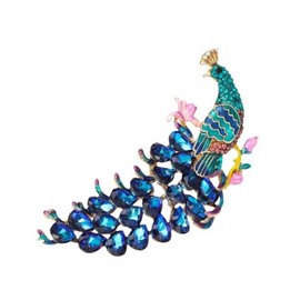 Luxury Crystal Peacock Brooches For Women Unisex Shining Big Bird Animal Party Office Brooch Pin Fashion Jewelry Suit Dress Accessories