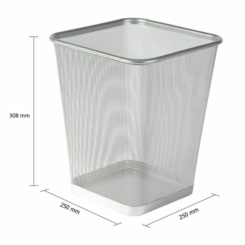 OSCO Silver Wiremesh Waste Bin | Square | Height -