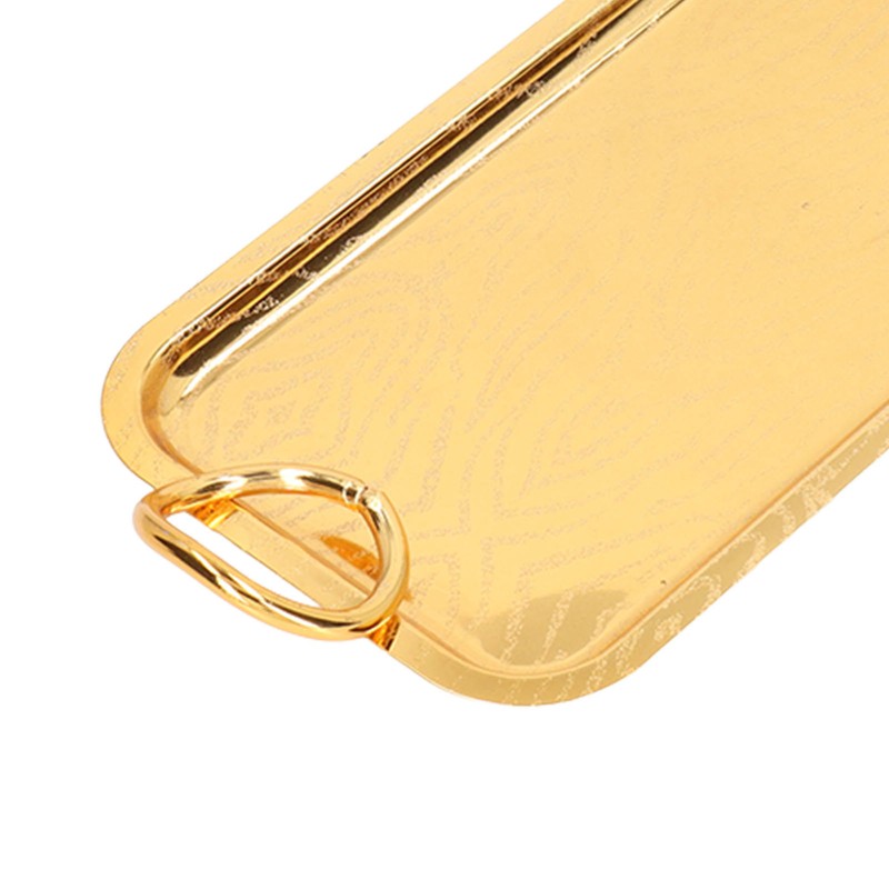 Rectangular Tea Cup Tray Gold Fruit Food Storage Tray with