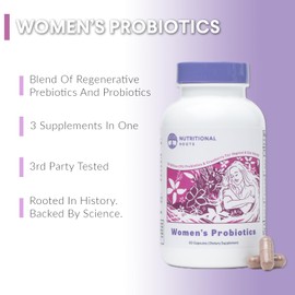 Nutritional Roots Women's Probiotics for Vaginal Health and Gut Health, Organic Prebiotics, Probiotics, Cranberry Extract, Third Party Tested, Doctor's Choice, 60 Servings