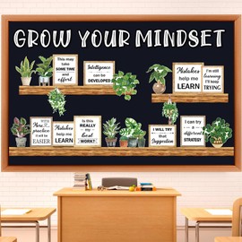 Qilery Bookshelf Bulletin Board Set Grow Your Mindset Motivational Classroom Decor Reading Library Bulletin Board Set Inspirational Cutout for Back to School Classroom Decoration