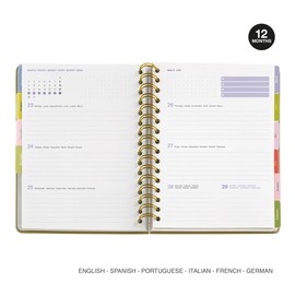 Miquelrius Diary 25-26, September 2025 to August 2026, 170 x 218 mm, Week to View, Wire-O Binding, Elastic Closure, Multilingual Stickers, Design by Anne Lehman