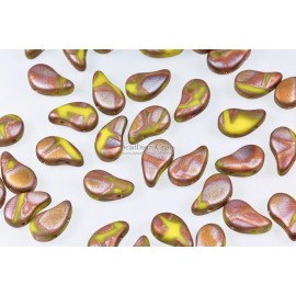 40pcs Czech PAISLEYDUO beads - 2 hole beads - Opaque Limon Full CAPRI Gold