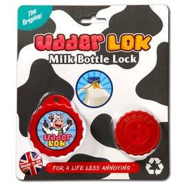 UdderLok - The Original Milk Bottle Lock - Red Circles - Stop People Pinching Your Milk!