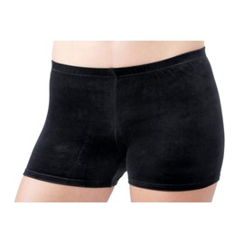 Fischer 7713 "Daria" Girls Velvet Sport Shortie Gymnastics Hipster in smooth velvet design Oeko-tex Standard 100 certified, 6-7 Years (DE 128), Colour: Black