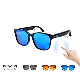Intelligent Audio Sunglasses for Men Women with Microphone Speaker Wireless Bluetooth Smart Sun Glasses Polarised Lenses Audio Function with Headphones Speaker Open Ear Headphone