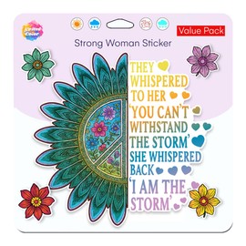 United by Color Women Empowerment Stickers (5x5 with 4 Flower Stickers) – Waterproof, UV Resistant, Strong Adhesive Stickers for Women Power - Perfect for Car, Windows & laptops