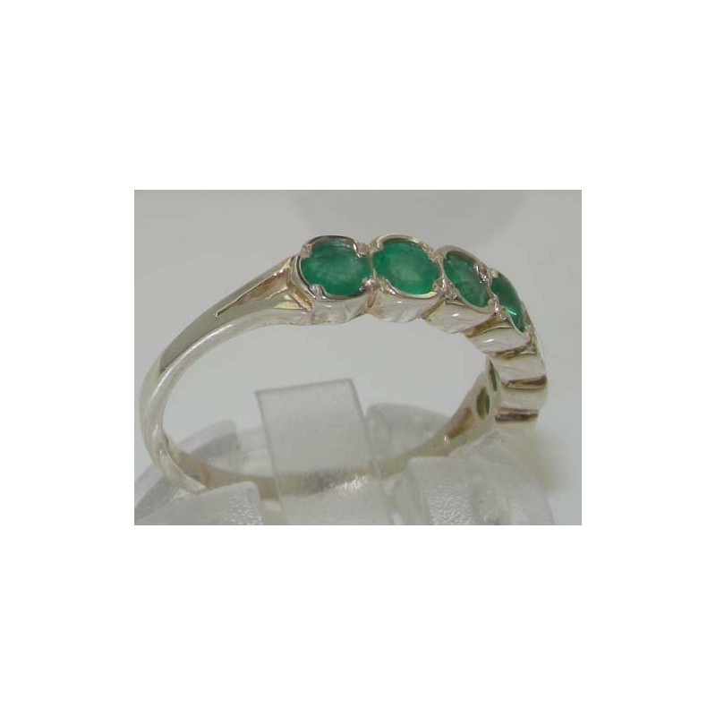 Luxury Solid Sterling Silver Vibrant Green Natural Emerald Eternity Ring