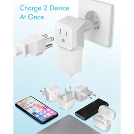 Complete European Travel Adapter Set by Ceptics - 2 In 1 Usa to Europe, Germany, England, Spain, Italy, Iceland, France, (Type G, E/F, Type C) - 3 Pack, Safe Grounded Perfect for Cell Phones, Laptops