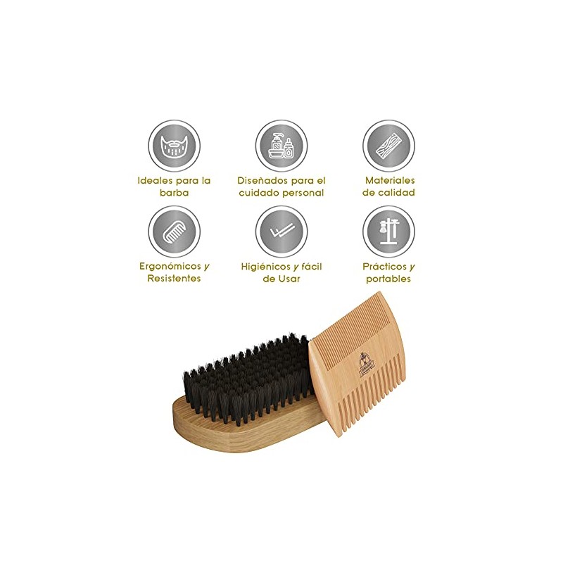 Mamba Shave Kit de Peine y Cepillo para Barba. Rattle
