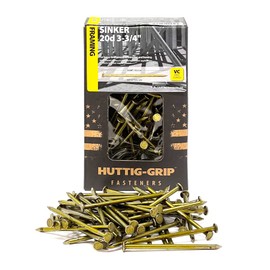 Huttig-Grip 3-3/4 inches Sinker Nails 20d for Construction Framing HGN20CSKR5 Vinyl Coated Finish, 5 lb Pack of 205 Nails