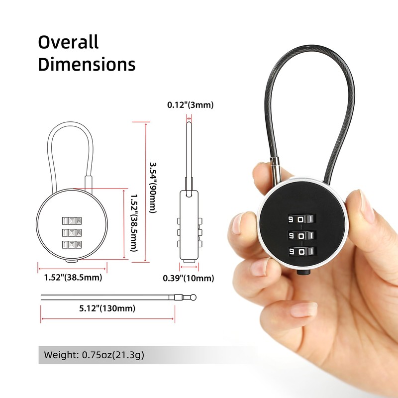 UP Security Small Combination Lock for Luggage, Gym Locker, Backpack