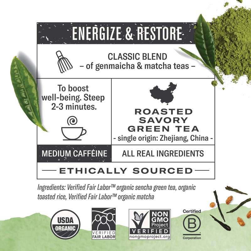 Numi Organic Tea Matcha Toasted Rice, 18 Count (Pack of