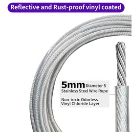 Dudiun 10ft Tie Out Cable for Dogs Up to 350LBS - Rust Proof Training Cable for Yard and Camping