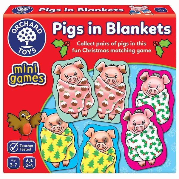 Orchard Toys Pigs in Blankets Mini Game, Christmas Stocking Filler, Advent Gift, Small and Compact, Educational Game, For Kids Age 3-7