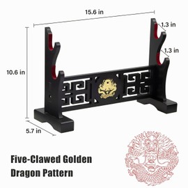 CNLQ Padded Sword Stand Display Velvet Protect Sword Rack Katana Genji Japanese Samurai Blade Gladius Templar Medieval Sword Stand Holder - Dragon (Dragon-2 layer)
