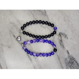 NAVAASU Multi Layer Stone Beads Couple-Combo Matching Best Friend Relationship Couple Bracelet (Black/Navy Blue)