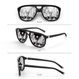 ZENOTTIC Aviator Sunglasses for Men Polarized UV Protection Square Fashion Double Bridge Retro Pilot Sun Glasses Oversized