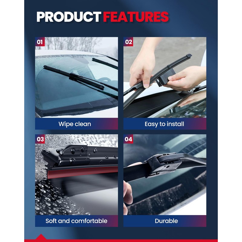 Blades, 22"+22" Automotive Replacement Front Windshield Wiper Blades Fits for