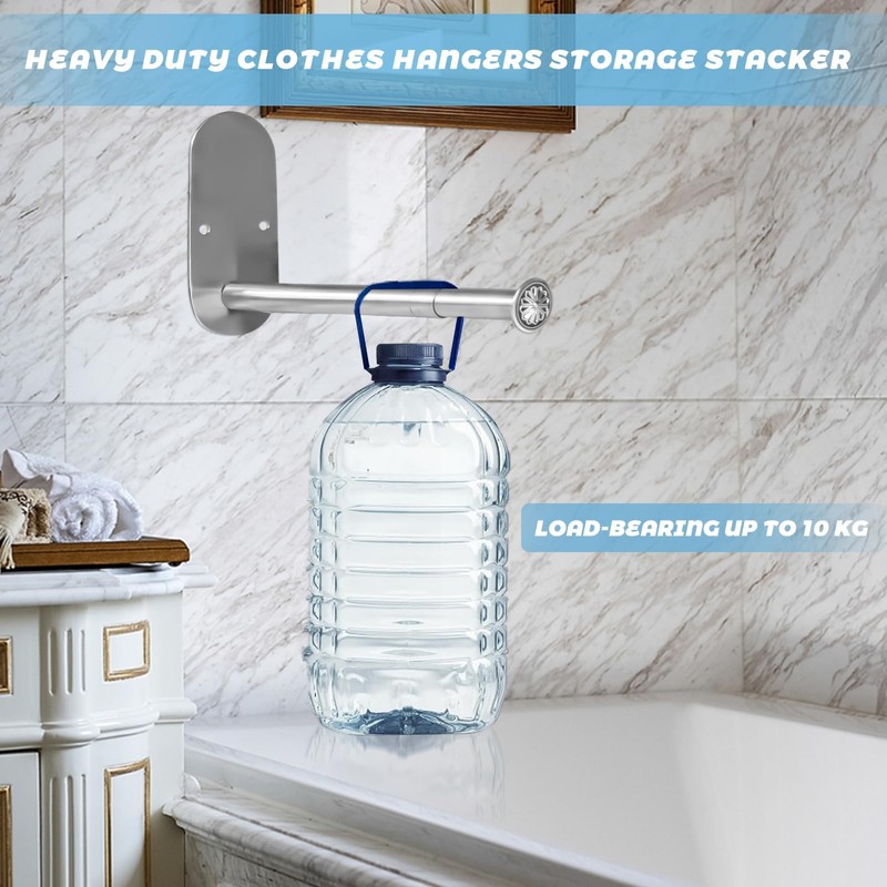 2-Section Stainless Steel Clothes Hanger Storage, Retractable Space Saving Clothes