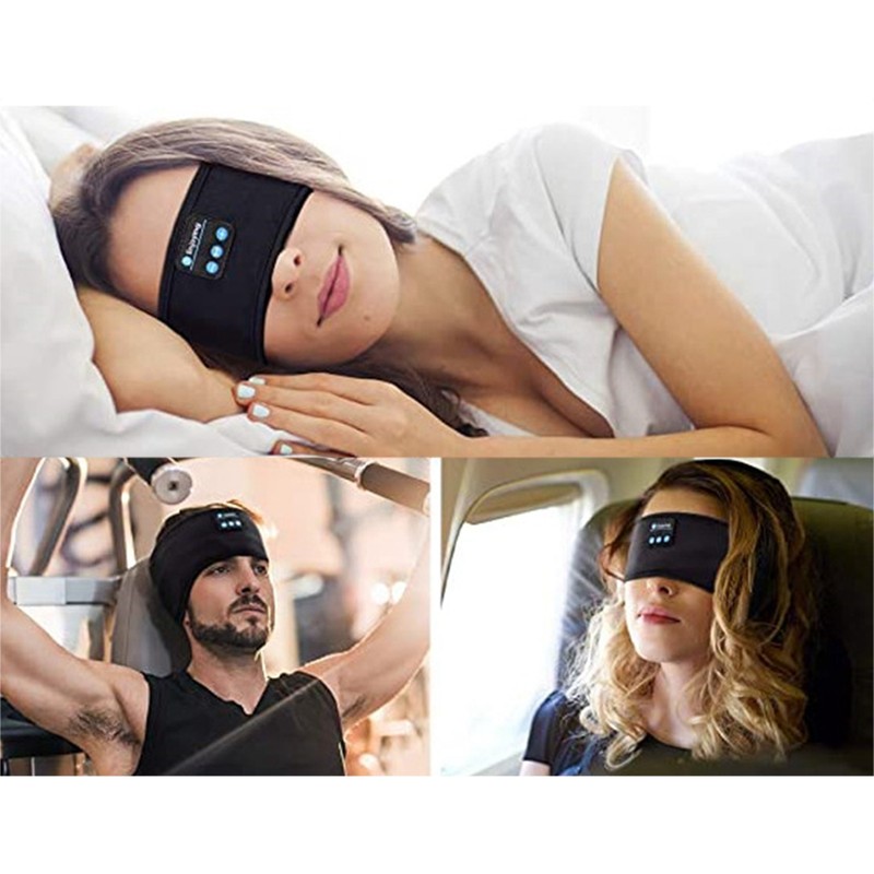 Bluetooth Sports Headband Wireless Sleep Headphones Exercise Music Headband Black