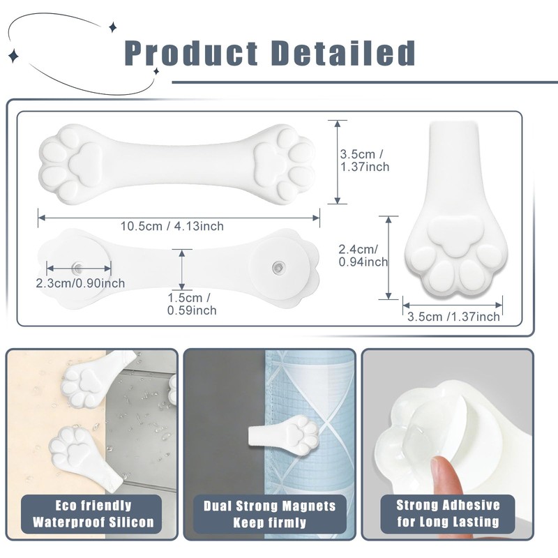 4 Pack Magnetic Silicone Shower Curtain Clips to Keep Liner