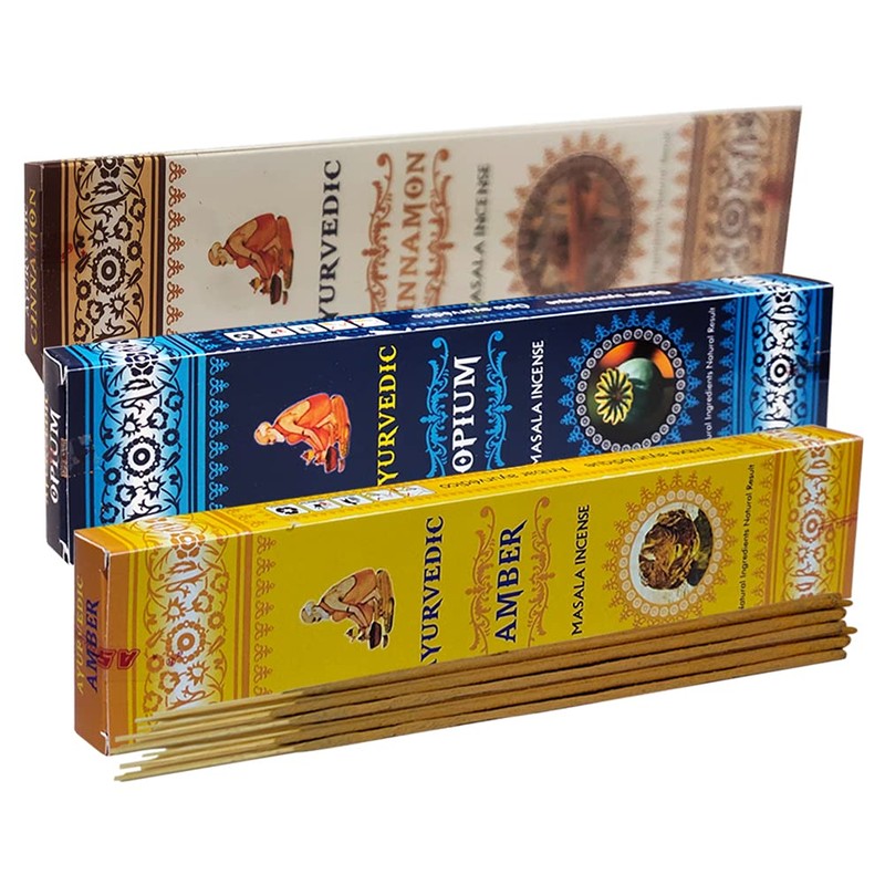 Ayurvedic Incense Sticks Variety Pack #4 and Ash Catcher Bundle