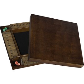 WE Games Shut The Box Board Game - Classic 4 Player Wooden Table Top Dice Game for Family Game Night, Walnut Stained Wood, 14 in., 10 Numbers, Classroom Play or Bar Fun for Adults