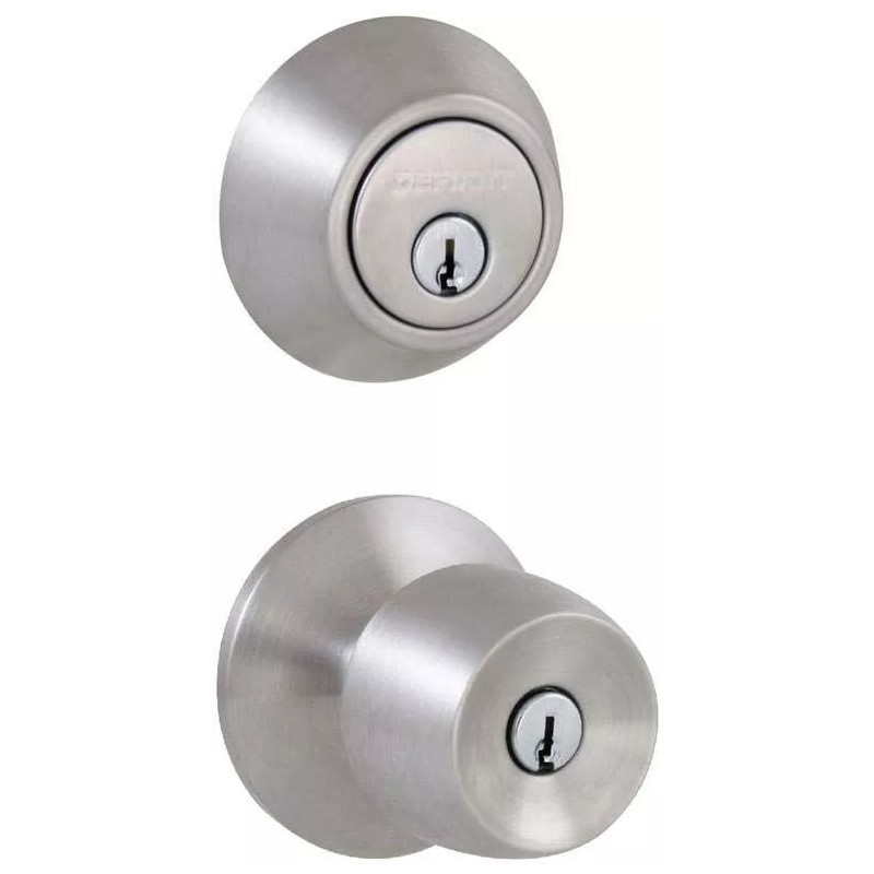 Defiant Brandywine Stainless Steel Keyed Entry Knob and Single Cylinder