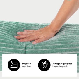 BaSaTex Winter Plush Cushion Covers, Pack of 2, 40 x 80 cm, Cashmere Touch Coral Fleece, Rip-Corduroy, Sofa Cushion, Couch Cushion, Decorative Cushion Cover, Zip, Sage