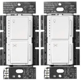Lutron Maestro Fan Control and Light Dimmer for Dimmable LEDs, Incandescent, and Halogen Bulbs, Single-Pole, MACL-LFQ-WH, White (2-Pack)