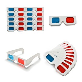 eLUUGIE 100 Pairs 3D Cardboard Glasses Universal Anaglyph 3D Glasses Cardboard Paper Red Blue Cyan or Movie (100 Pairs)