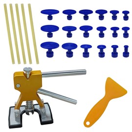 GAOLAOSY Paintless Car Dent Puller Kit, Auto Body Dent Repair Tool Kit with 18 Tabs, 5 Glue and Scraper, Golden Lifter Dent Remover for Vehicle Hail Damage Repair & Other Metal Surface