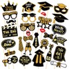 Nenluny 2025 Graduation Photo Booth Props Black Gold Graduation Photo