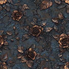 LaiTique Baroque Rose Wallpaper – Gothic Bronze Floral Peel and Stick Wallpaper | Luxury Self Adhesive Vinyl 17.7in x 236in