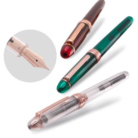 Natami Fountain Pen Fine Nib Transparent Clear Ink Best Pen Gift Set for Men & Women, Professional, Executive Office, Nice Designer Pens