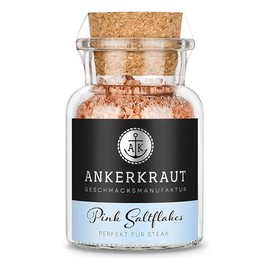Ankerkraut Pink Saltflakes Crystal Salt Crystals Similar to Murray River Salt for Seasoning and Salting Salad Steak 90g in Cork Jar