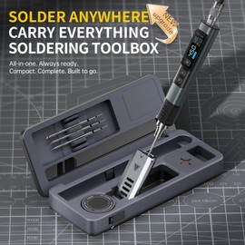 FNIRSI HS-02B 100W Portable Corded Soldering Iron Kit with Storage Case, 2S Fast Heating, 212-842℉, Pre-set 3 Groups Temperature, 3 210 Soldering Tips, Smart Soldering Iron Pen for Electronics Repair