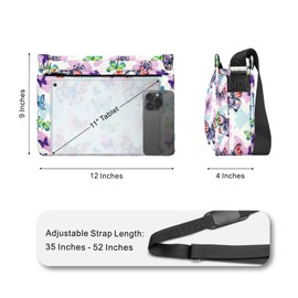 TOPDesign Lightweight Women Crossbody Bag, Shoulder Purse with Multiple Pockets, Triple Zip Handbag with Adjustable Shoulder Strap, Butterfly