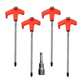Collenatsy 4 x Tent Pegs, Rotating Tent Pegs with Thread, Rock Ground Pegs for Camping, with Adapter for Cordless Screwdriver, Robust Steel Pegs for Camping and Outdoor Use