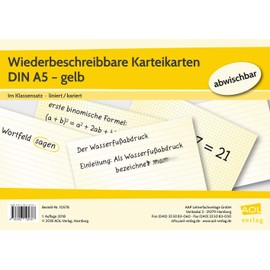 Wiederbeschreibbare Karteikarten DIN A5 - gelb: Im Klassensatz - liniert/kariert