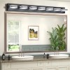 Modern 45\" Black 7-Light LED Vanity Fixture Square Acrylic Lampshades