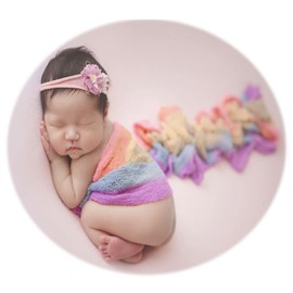 Zeroest Newborn Photo Shoot Props Baby Photography Blanket Infant Photos Outfits Flexible Rainbow Wrap (RainbowPink)