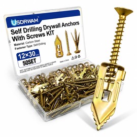 100 PCS Self Drilling Drywall Anchors with Screws Kit, 0.47×1.18 Inch Metal Wall Anchors for Drywall Hanging, No Drill Needed