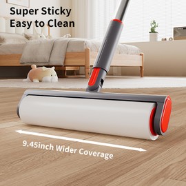 UPRefine Large Lint Rollers 9.45'' Cat & Dog Pet Hair Remover with180 Sheets Lint Rollers with 3 Extendable Handle,Long Handle Sticky Mop for Cleaning Carpets, Floor, Clothing, and Pet Hair