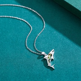 CHENGHONG Shark Necklace 925 Sterling Silver Abalone Shells Shark Pendant Necklace Ocean Theme Jewellery Shark Gifts for Women Girls