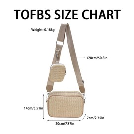 TOFBS Beach Bag Women's Crochet Bag Straw Clutch Summer Woven Hand-Woven Crossbody with Adjustable Wide Strap Removable Shoulder Strap for Beach Holiday Travel, khaki