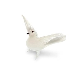 Tynies Pax The Dove Handmade Glass Figurines with Collector's Frame - Glass Animals Collectible Miniature - Blown Glass Art for Kids & Home Decorations (White)